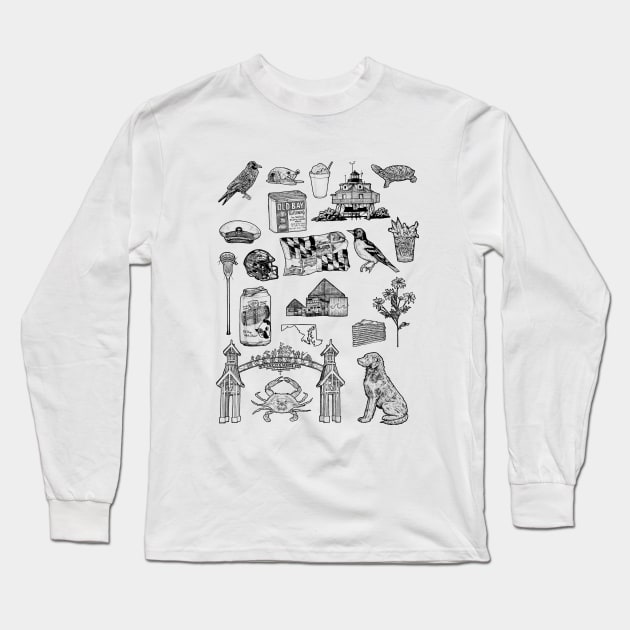 Maryland Flash Sheet Long Sleeve T-Shirt by Elizabeth Weglein Art